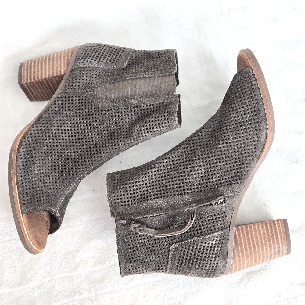 Toms Marjoka Women's Size 7 Ankle Boots Brown Open Toe Boho Chic Fall Booties